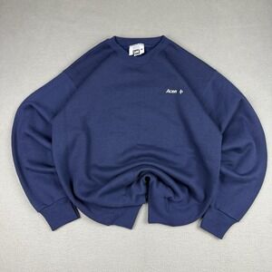 VTG 90s‎ Acer Computer Logo Crewneck Lee Heavy Weight Navy Blue Sweater Sz Large